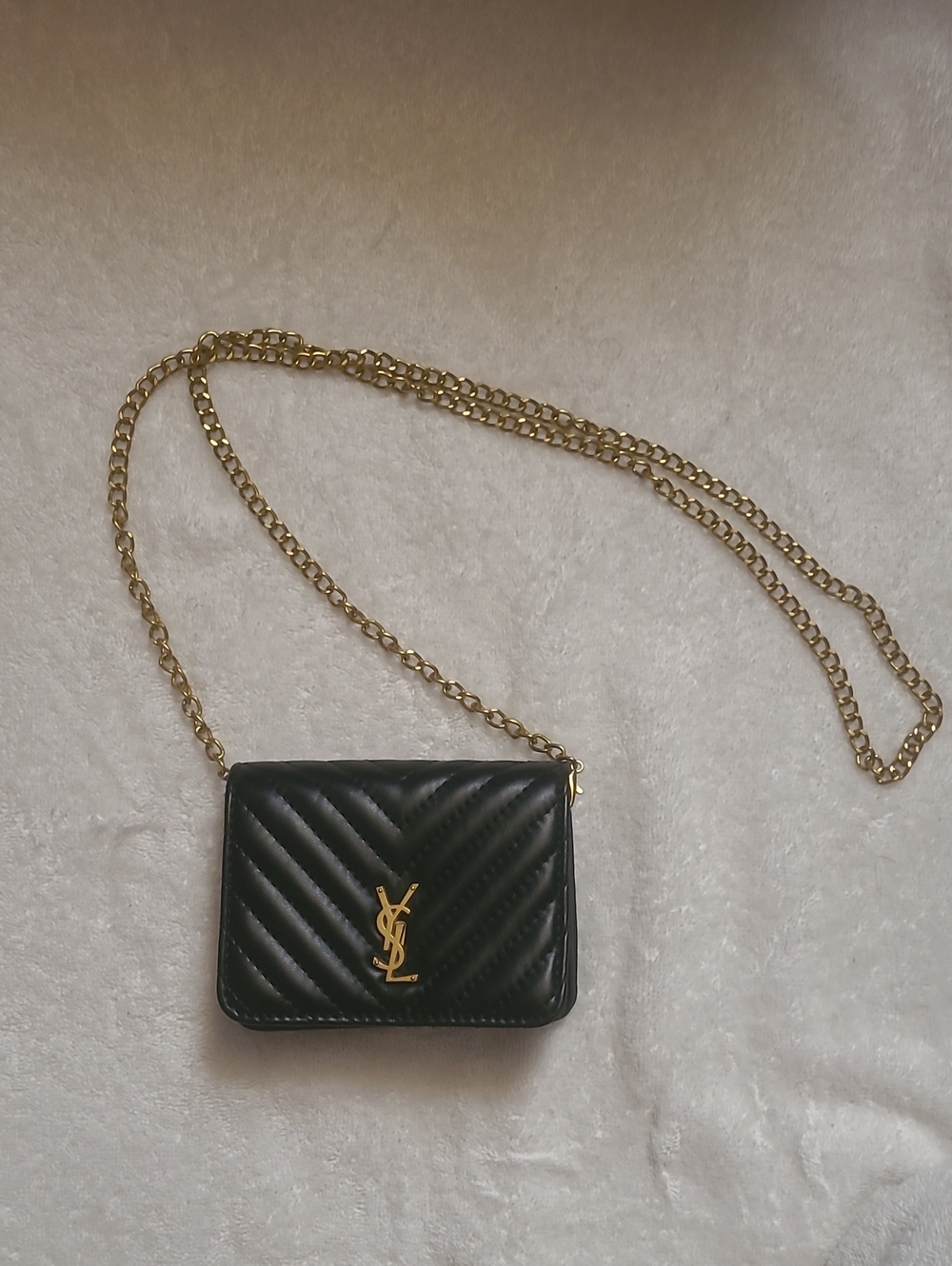 Saint Laurent Black Quilted Leather Chain Crossbody Bag